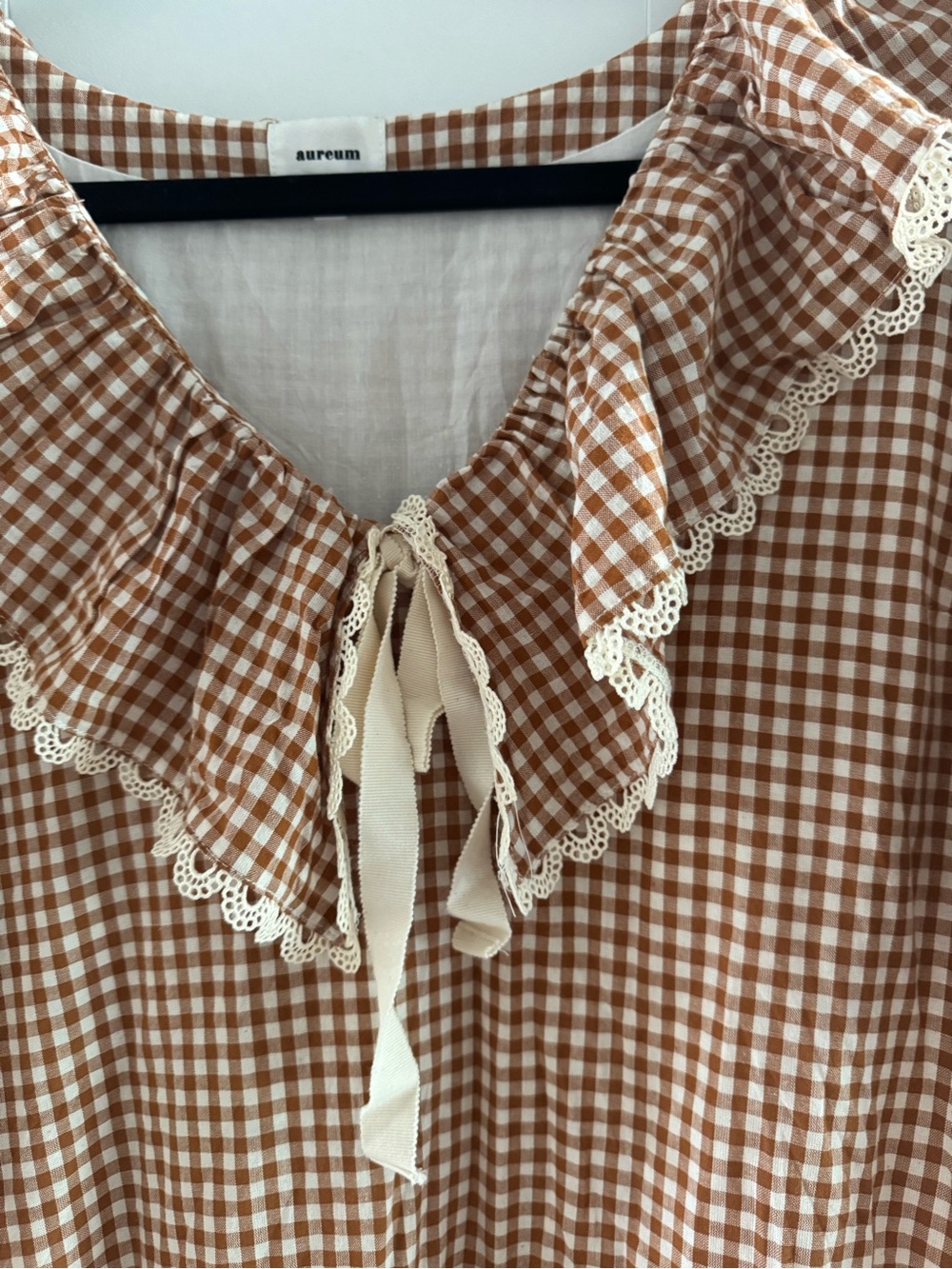 brown gingham collared dress - Picture 2 of 2